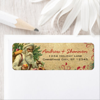 Cute Whimsical Vintage Santa Return Address Labels