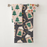 Cute Whimsical Vintage Scandinavian Christmas Pink Bath Towel Set<br><div class="desc">Fun trio of Christmas themed designs.</div>