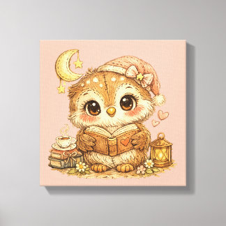 Cute Whimsical Watercolor Animal  Canvas Print