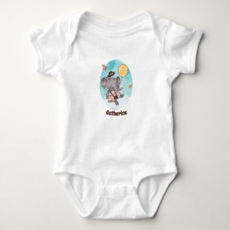 Cute Whimsical Watercolor Girl Elephant