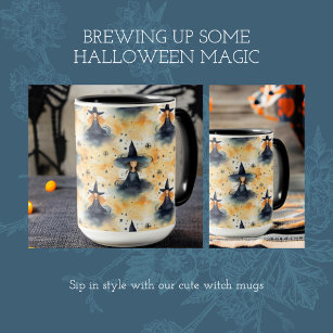 Cute Whimsical Watercolor Halloween Witches  Mug