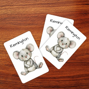 Cute Whimsical Watercolor Mouse Poker Cards