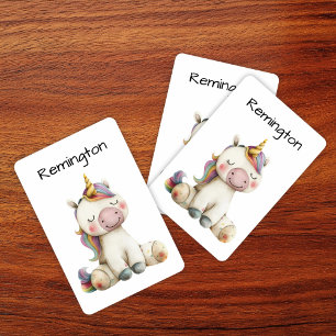 Cute Whimsical Watercolor Unicorn Poker Cards