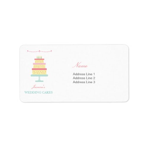 Cute Whimsical Wedding Cake Business Address Label