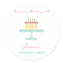 Cute Whimsical Wedding Cake Business Sticker LABEL