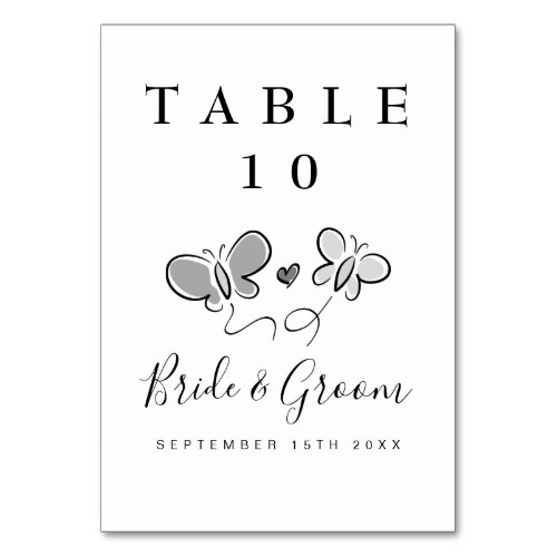 Cute whimsical wedding table number cards