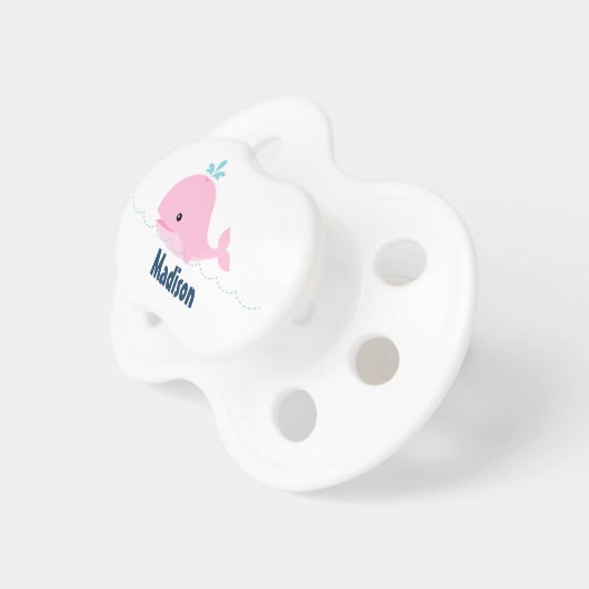 Cute Whimsical Whale {pink} Pacifier (Front Right)