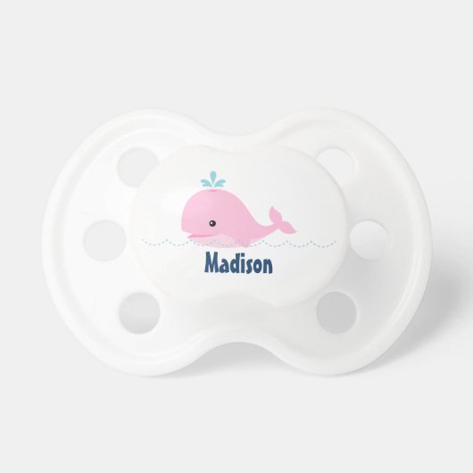 Cute Whimsical Whale {pink} Pacifier (Front)