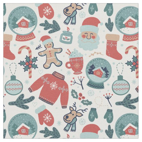 Cute Whimsical Winter Christmas Holiday Pattern Fabric