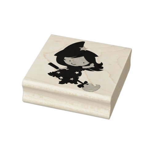 Cute Whimsical Witch Rubber Stamp
