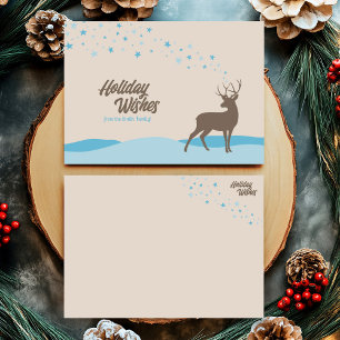 Cute whimsical without photo winter Woodland Deer Holiday Card
