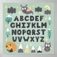 Cute Whimsical Woodland Animals ABC Alphabet