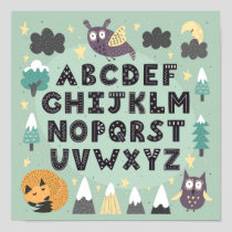 Cute Whimsical Woodland Animals ABC Alphabet Poster