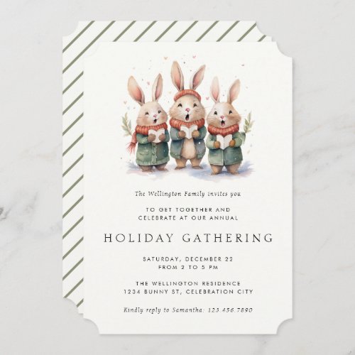 Cute Whimsical Woodland Carolers Holiday Party Invitation