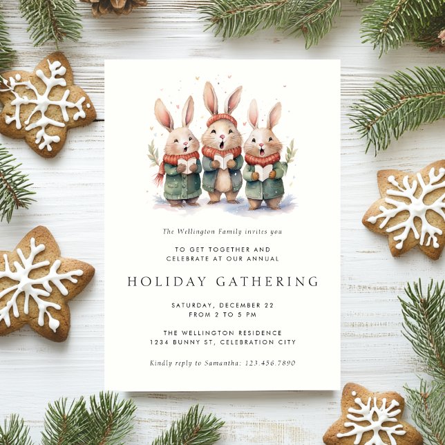 Cute Whimsical Woodland Carolers Holiday Party Invitation (Creator Uploaded)