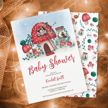 Cute Whimsical Woodland Fairy Mushroom Baby Shower Invitation by girly_trend at Zazzle