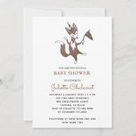 Cute Whimsical Woodland Fox Baby Boy Shower Invitation