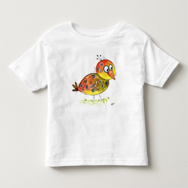 Cute Whimsical Yellow Bird T-Shirt (Front)