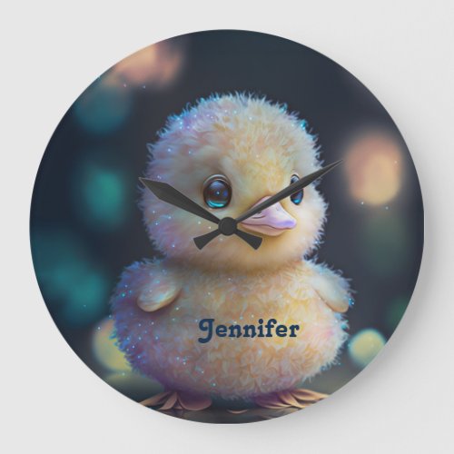 Cute Whimsical Yellow Duck Personalized  Large Clock