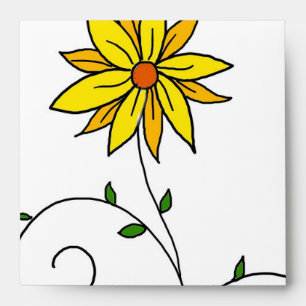 Cute Whimsical Yellow Flowers Doodle Art Envelope