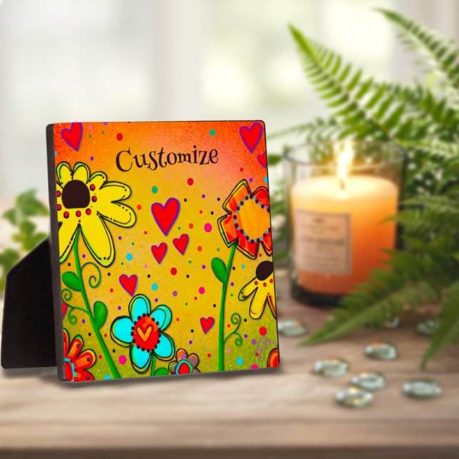 Cute Whimsical Yellow Fun Floral Customized Plaque (Creator Uploaded)