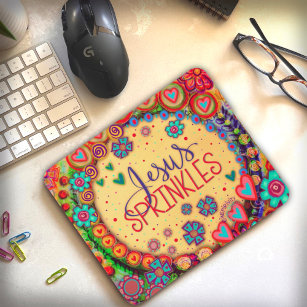 Cute WhimsicalJesus Sprinkles Inspirivity Colorful Mouse Pad