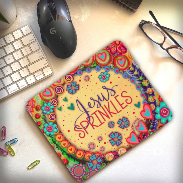 Cute WhimsicalJesus Sprinkles Inspirivity Colorful Mouse Pad (Creator Uploaded)
