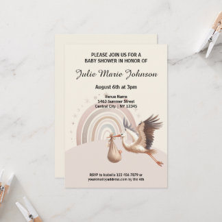 Cute Whimsy Baby Shower Beige Invitation