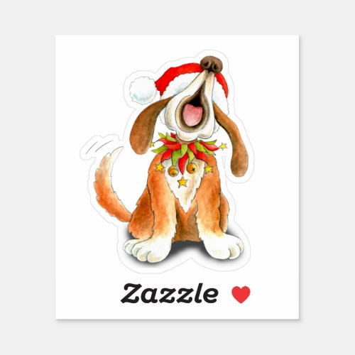 Cute whimsy Christmas carol singing dog Sticker