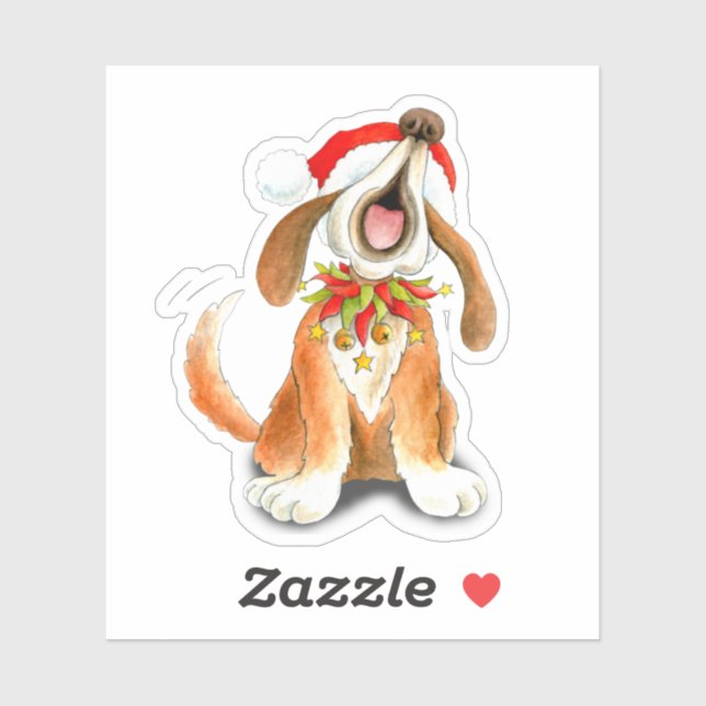 Cute whimsy Christmas carol singing dog Sticker (Sheet)
