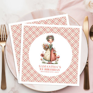Cute Whimsy Fairy Floral 7th Birthday Party Napkin