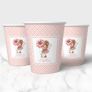 Cute Whimsy Fairy Pink Flowers 2nd Birthday Paper  Cups