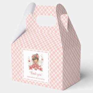 Cute Whimsy Fairy Pink Flowers Girl Birthday Favor Boxes