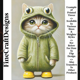 Cute Whimsy Kitten Dressed As A Frog AL3 Decoupage Tissue Paper
