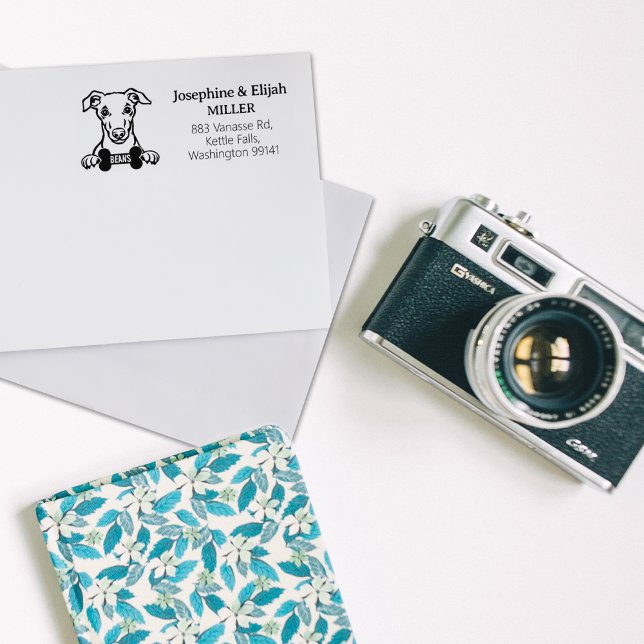 Cute Whippet Dog Return Address Rubber Stamp (Creator Uploaded)