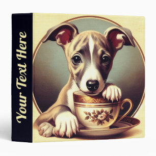 Cute Whippet Puppy 3 Ring Binder