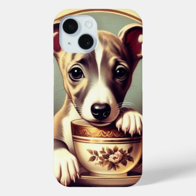 Cute Whippet Puppy iPhone 15 Case