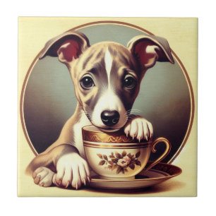 Cute Whippet Puppy Ceramic Tile