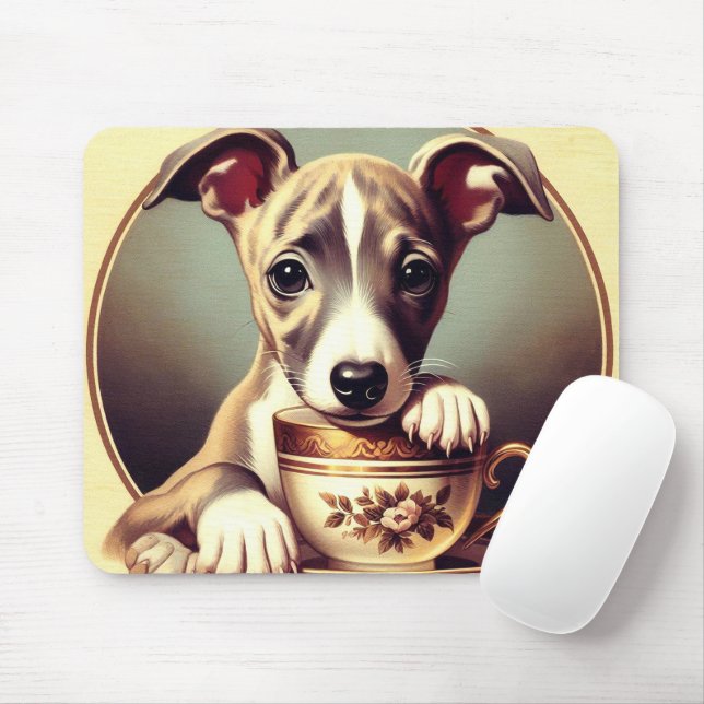Cute Whippet Puppy Mouse Pad (With Mouse)