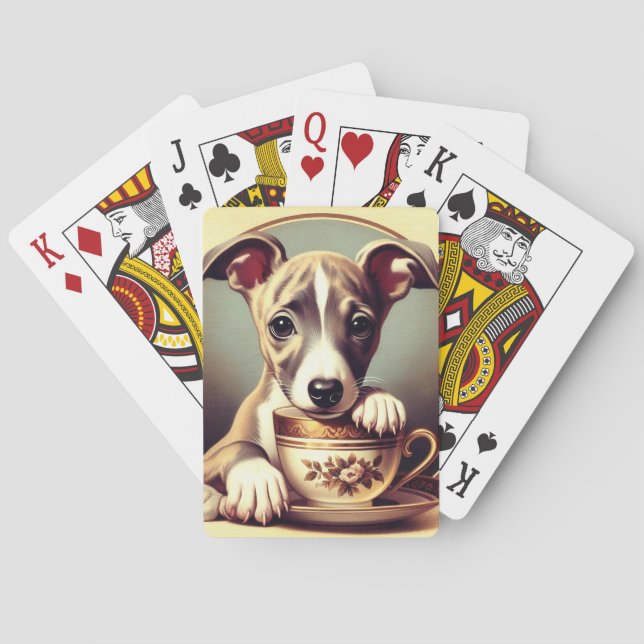 Cute Whippet Puppy Poker Cards (Back)