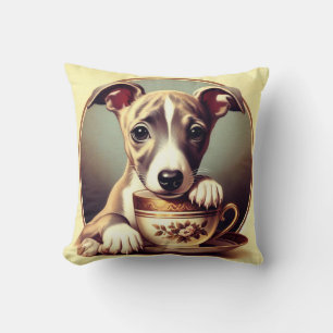 Cute Whippet Puppy Throw Pillow