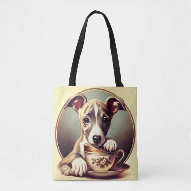 Cute Whippet Puppy Tote Bag (Front)