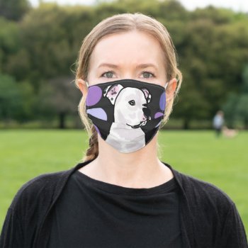 Cute White American Bulldog Adult Cloth Face Mask by inspirationrocks at Zazzle