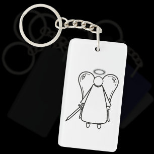 Cute White and Black Avenging Angel (double-sided) Keychain