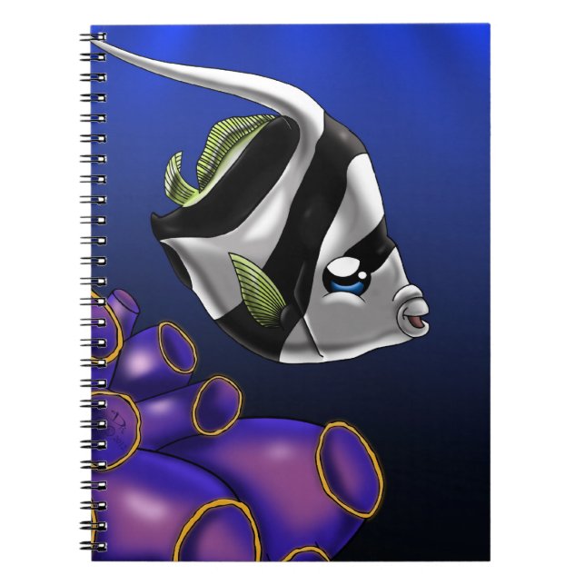 Cute White and Black Fish Notebook (Front)