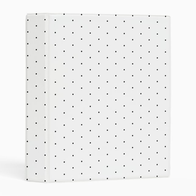 Cute white and black tiny polka dot pattern mini binder (Front/Spine)