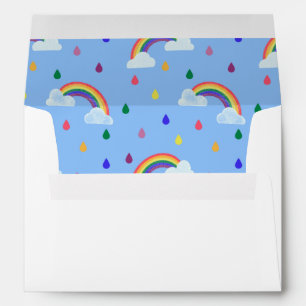 Cute White And Blue Rainbow Raindrops Envelope