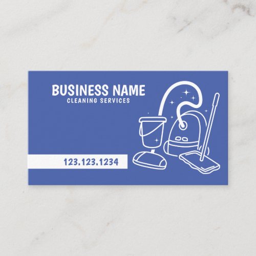 Cute White and Blue Supplies Cleaning Service Business Card