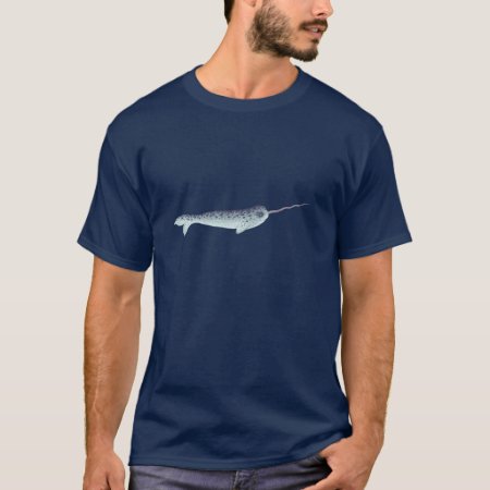 Cute White And Grey Narwhal With Colorful Tusk T-shirt