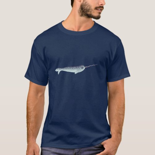 Cute White And Grey Narwhal With Colorful Tusk T_Shirt